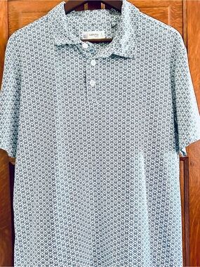 Laguna Swim Men's Palm Tree Geometric Print Polo Shirt